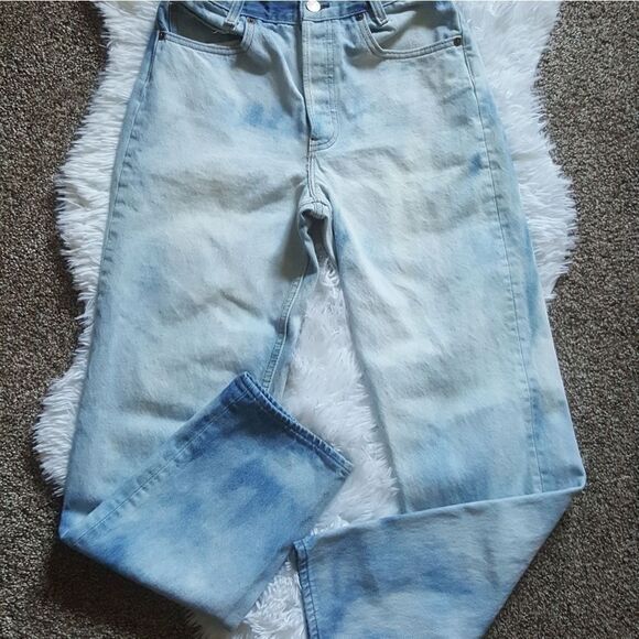 Levi’s 701 Jeans Vintage Y2K USA Student Button Fly Bleach Washed 29x32 Mom - Picture 1 of 11